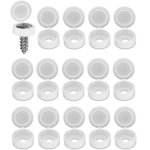 WHITE Plastic Hinged Screw Covers with Snap on Cap for Wood Screws Cover Caps (20 Caps)