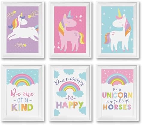 Hadley Designs 6 Unicorn Room Decor for Girls Bedroom – Unicorn W...