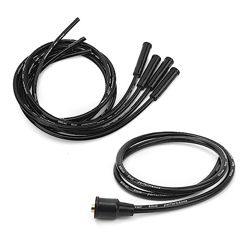Juego de Cables de Bujía de Alto Rendimiento de 8 Mm para Automóviles Clásicos de 4 Cilindros (Negro)
