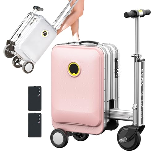 CHHMAELOVE - SE3S Valise Électrique Intelligente 20L pour Adultes, Bagage Cabine Motorisé avec Cadre en Alliage d’Aluminium, Serrure TSA, Contrôle APP, Lumière LED Ambiante, Valise de Voyage Pink