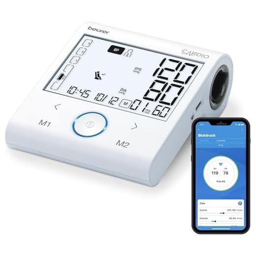 Beurer BM 58 Oberarm-Blutdruckmessgerät mit USB-Schnittstelle, zwei Benutzerspeicher für je 60 Messwerte, mit Arrhythmie-Erkennung und Risikoindikator, für Oberarmumfänge von 22-30 cm 9 Beurer BM 96 Cardio Blutdruckmessgerät mit EKG-Funktion, Blutdruck- und Pulsmessung am Oberarm, zur Erkennung von Vorhofflimmern (AFib) zur Schlaganfallprävention, für Umfänge von 22-42 cm