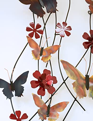 Honcoen Metal Wall Sculpture Decor Butterfly Leaf Wall Arts Dimensional Hanging Modern Home Office Living Room Gift - 55"X18" #TOP6