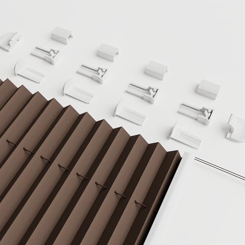 Sekey Plissee ohne Bohren, Fenster Plissee Klemmfix Jalousie 60 cm breit, Verspannt Lichtdurchlässig Sonnenschutz Fensterollo, 60 x 130 cm, Mokka