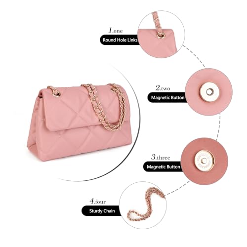 Image of Gladdon Quilted Crossbody Purses for Women Small Ladies Shoulder Bags with Chain Trendy Clutch Purse Cute Designer Bag
