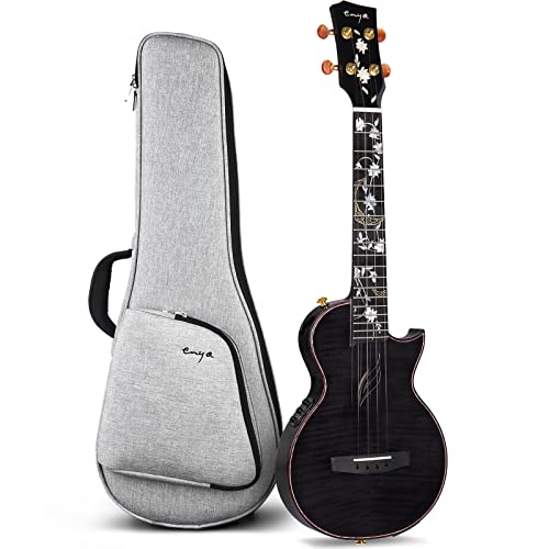 テナーウクレレ 26サイズ (一体成形さメープル材全単板)と内蔵AcousticPlusピックアップ付き(Enya EUT-E6/BK)