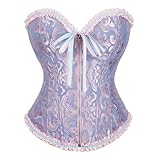 Generisch Schwarzes Korsett Damen, Damen Vollbrust Corsage Top Top, Vintage kleidung Body Shaper -Halloween Karneval Weihnachten Bälle Partys Corset Schwarz Brokat Burlesque Gothic