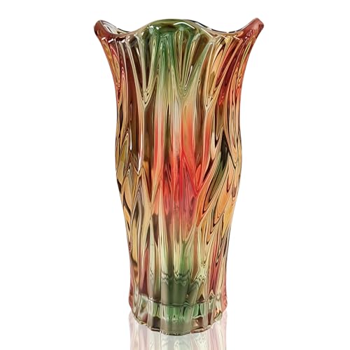 Glass Flower Vase, Large Tall Crystal Coloured Flower Vases, Colorful Flower Vase Plant Container, for Home Dining Table, Gift Wedding, Housewarming Party (Mixed Color)