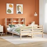Gecheer Massivholzbett mit Regal ohne Matratze 140x190 cm Kiefernholz...