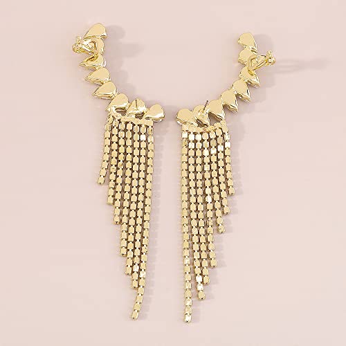 Denifery Long Tassel Dangle Earring Geometry Rhinestone Earrings Sparkling Crystal Drop Earrings For Women Girls (Gold) #TOP4