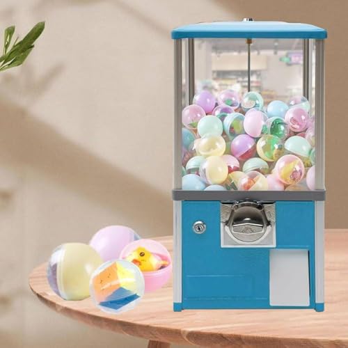 JJENXYYDS Gumball Machine,Candy Vending Machine with Locks,Rotatable Four Compartments Square Candy Vending Machine for Game Stores and Retail Stores Vintage Style,Blue