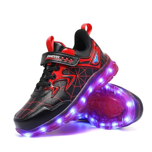 LED Light Up Shoes for Toddler Boys Girls Glow Sneakers with USB Rechargeable Flashing Lights, Non-Slip Sole for Kids Birthday, Christmas & Outdoor Activities Red3