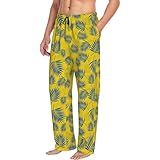 Ajuste relajado: nuestros pantalones de pijama para hombre con hojas de palma amarillas ofrecen un ajuste cómodo y holgado, perfecto para dormir y relajarse.