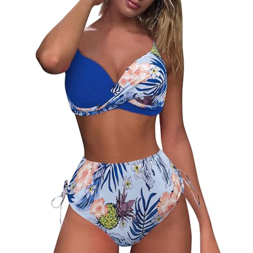 Conjunto de bikini de 2 piezas para mujer, traje de baño negro para mujer, cintura alta, cuello en V, ajustable, traje de baño sólido con cordones, trajes de baño vintage, trajes de baño de cobertura