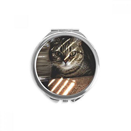 Miroir rond de poche imprimé chat avec finition photographique durable