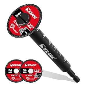 EZARC Inside Pipe Cutter for PVC Pipe, Pipe Cutter with Replaceable Diamond Grit Blades, 2-1/2″ Cutting Depth 1/4″ Hex Shank, 1.32″ Diameter Plumbing Tools for PVC, PPR & Plumbing Pipes, 2 Pack