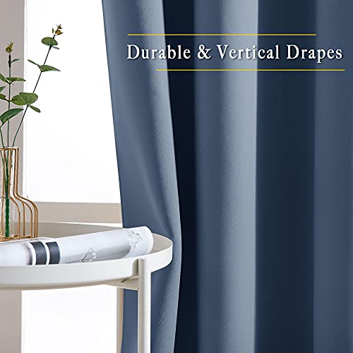 NICETOWN Blackout Curtain Drapes for Living Room - Decorative Thermal Insulated Solid Grommet Top Room Darkening Window Treatments (Stone Blue, 1 Pair, 66 x 72-Inch) - Thumbnail 5
