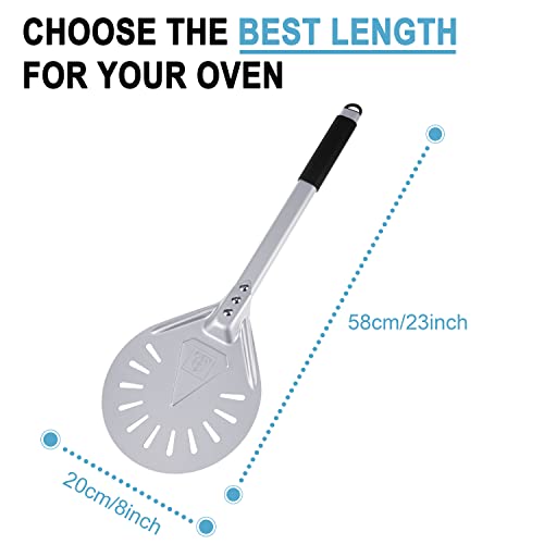 Tc Logo 8” Pizza Turning Peel & Paddle, Oven Accessories With Aluminum Plate And Rubber Handle Tool Use For Bread Peel, Pastry Dough Cake Spatula For Christmas, And New Year Party #TOP1
