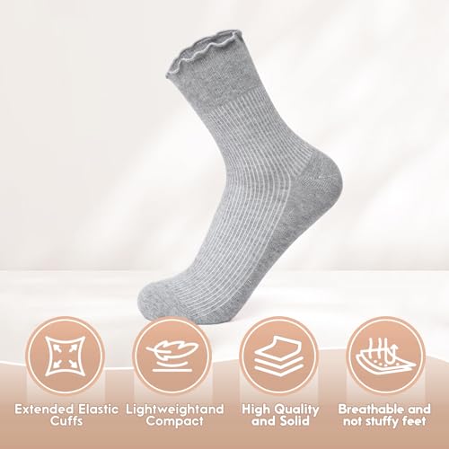 Women's Crew Socks Ruffle Turn-Cuff and Cute Ruffle Ankle Socks Soft Breathable Stretch for Casual Available in 1 2 3 Pairs4