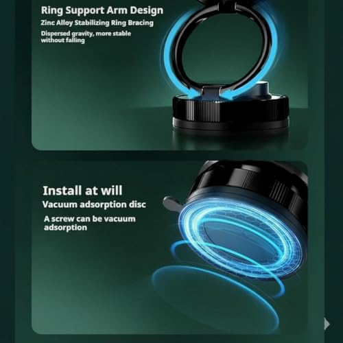 Image of Dangfly 360 Magnetic Vacuum Phone Mount | Strong Magnetic Car & Desktop Holder | Universal Smartphone Compatible | Shockproof, Stable Grip, Multi-Surface Suction Mount
