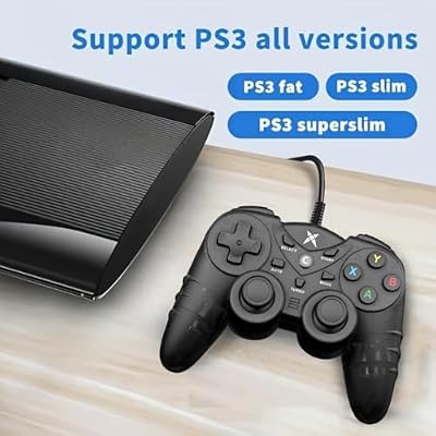 NBCP Wired PS3 PC Game Controller TV Box USB Steam Gamepad joystick Joypad with Dual Vibration feedback Turbo Trigger for Windows 7/8 /8.1/10/ Laptop
