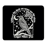EVER-GOING TUNE Raven Mouse pad,Without the Dark We Never See the Stars Raven Gifts,Book Lover Decor,Vintage Mousepad for Office Laptop Computer,Non-Slip Rubber Base Stitched Edge.