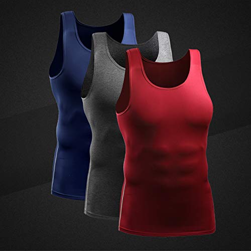 Nishore Camiseta masculina de compressão com 3 pacotes de secagem rápida colete de secagem rápida co