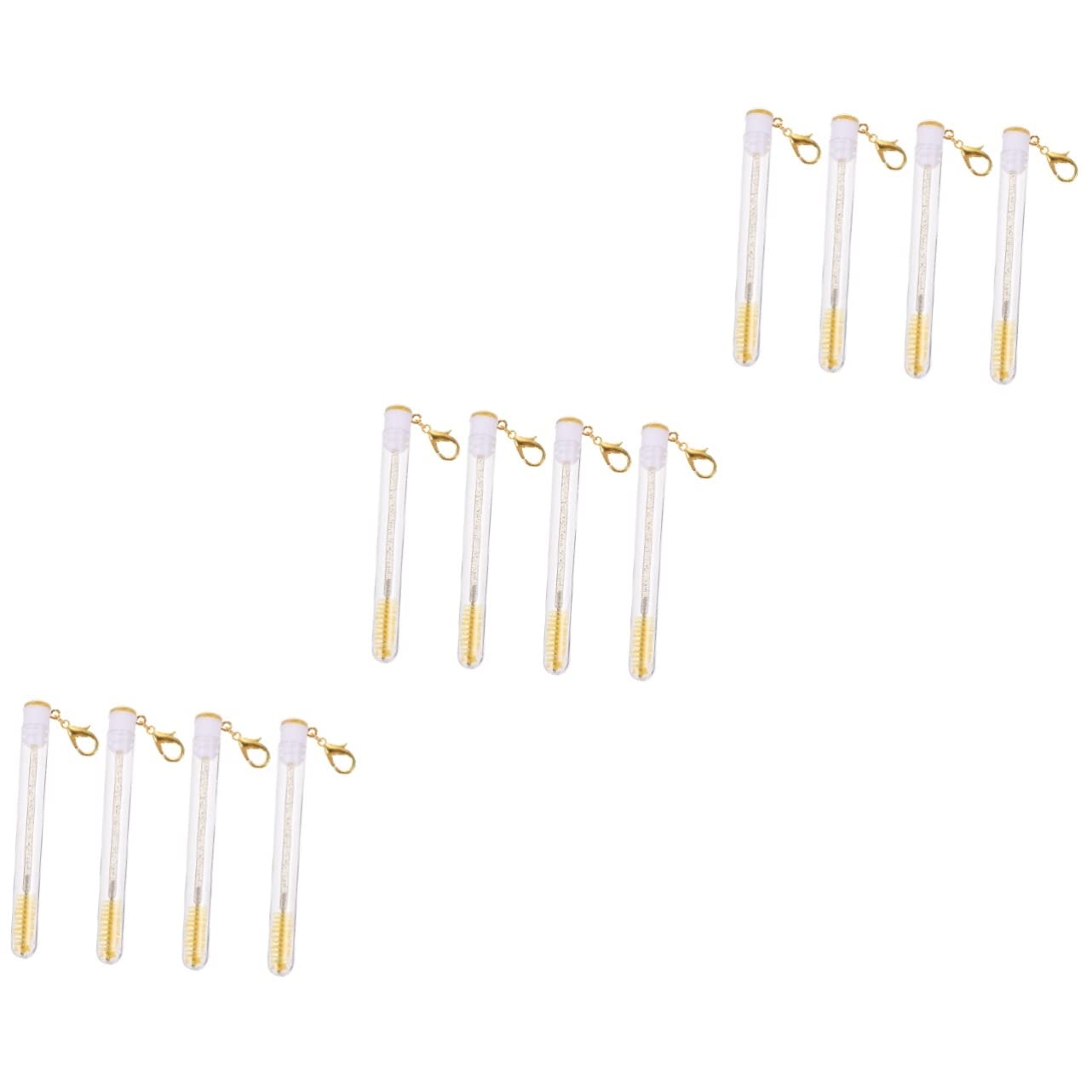 12pcs Eyelash Brush Tubes Keychain Portable Mascara Bottles and Eyebrow Brush Wands Reusable and Easy to Carry for Eye Makeup