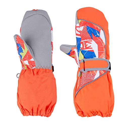 TRIWONDER Manoplas Impermeables para niños de 3-12 años Guantes Calientes para Exteriores Manoplas de Nieve Guantes de esquí de Invierno (Naranja, XXS (3-5 años))