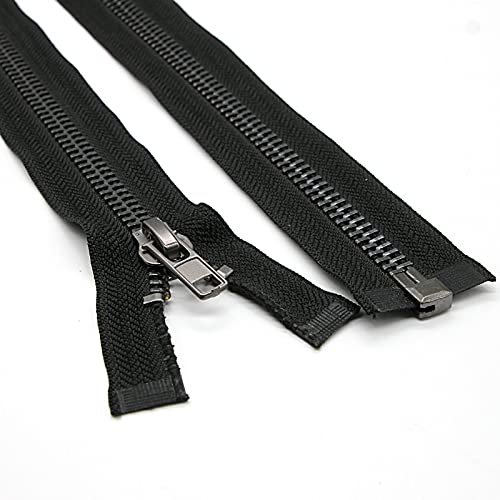 #8 24 Inch Separating Metal Zippers Black Nickel Heavy Duty Metal Zipper for DIY Sewing Crafts Jacket Coat,1PC/Pack,SHUNLI