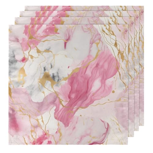 Servilletas de Tela con Diseño Floral Mármol Rosa Oro 20x20 set 6 miniatura 1