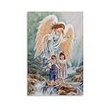 BNE Our Lady Mary Guardian Angel and Child Jesus Poster Decorative Painting Canvas Wall Art Living R