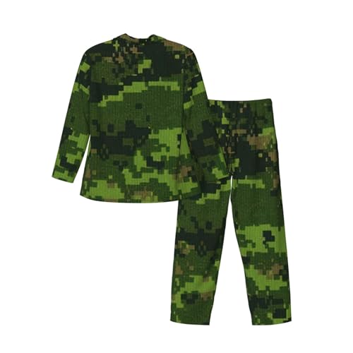 Pyjama à manches longues pour hommes imprimé camouflage numérique vert armée
