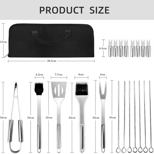 Set de 20 utensilios para parrilla de acero inoxidable miniatura 3