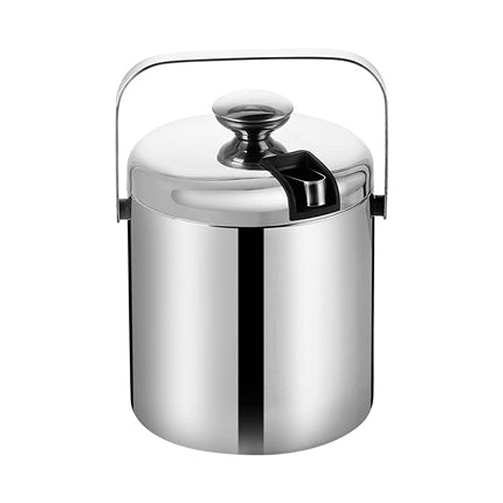 Cubo de Hielo de 1,3 l, Cubo de Acero Inoxidable, Cubo de Hielo con Aislamiento térmico de Doble Capa, Recipiente para Cubo de Hielo con Tapa y Pinzas