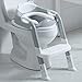 Fedicelly Potty Chair,Toddlers Potty Training Toilet Seat Boys Girls, Kids Potty Training Seat Step Stool Ladder(Gray/White)