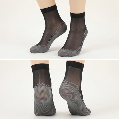 Image of InnoHHustle Sheer Socks, 12 Pairs Nylon Socks for Women Sheer Ankle Sock Women Ankle Stockings Silk Sock