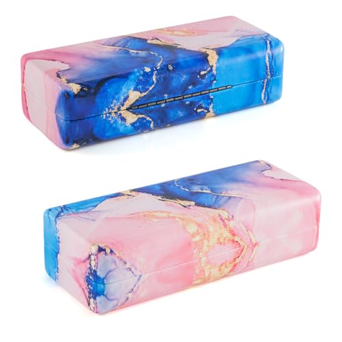 Image of TRIUMPH VISION Sunglasses Case Hard Shell Glasses Case Eyewear Eyeglasses | Sunglass Eyeglass Hard Case for Women and Men Metal PU Leather Lined Storage with Microfiber Cleaning Cloth Protection