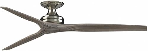 Fanimation Spitfire - Ventilador de techo empotrado de 3 aspas, 21.08 pulgadas de alto y 64 pulgadas de ancho, acabado de níquel cepillado, color