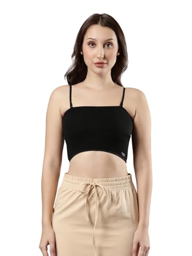 Image of Femmora Body Hugging Crop Top, Soft and Comfortable Cotton Fabric and Adjustable Shoulder Strap and Detachable Cookie Pad, for Women, Pack of 1