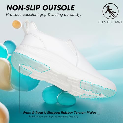 ZOVE Wide Toe Box Shoes Women Wide Width Waterproof Leather Hands Free Nursing Sneakers Ultra Light Extra Wide Walking Sneakers Non-Slip Chef Diabetes Nurse Work Shoes 8816 White 39 by ZOVE - Used condition - Image 5