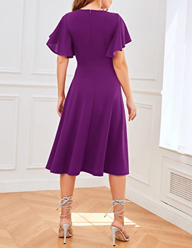 Image of Bridesmay Women's Formal Wedding Guest Dress for Women 2026 Short Sleeve Fit and Flare Tea Party Dresses