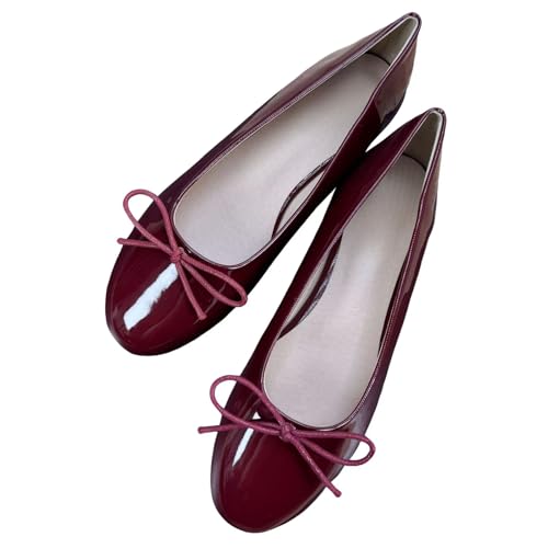 SAILING LU Women's Bow-Knot Round Toe Ballet Flats Elegant Bride Dress Flat Shoes Cute Party Flats Female Slip-On Loafers