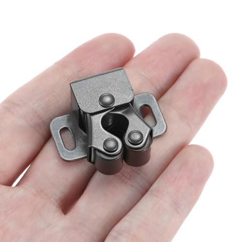 QWORK Cabinet Door Latch and Catch, 20 Pcs Antique Copper Cabinet Door Latches with Spear Strike, Hardware Double Roller Catch Cabinet Latches, Cupboard Roller Latch