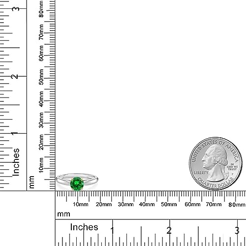 Gem Stone King 1.00 Ct Round Green Created Emerald 10K White and Yellow Gold Solitaire Engagement Ring4