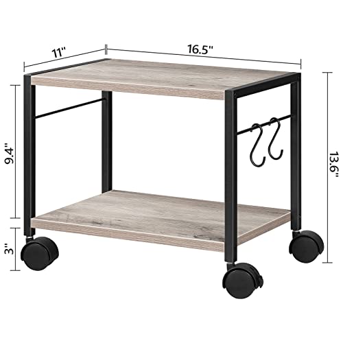 Alloswell Mobile Printer Stand, 2-Tier Printer Cart With Storage, Under Desk Storage Rolling Cart On Wheels And 2 Hooks, Industrial Printer Table, For Home, Office, Scanner, Greige Pthg2001 #TOP4