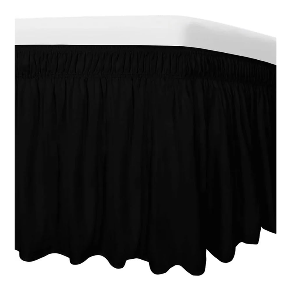 Mantovana giroletto con volant, per letti queen size, caduta 38 cm (15 pollici), con elastico regolabile, volant antipolvere facile da montare, tessuto resistente alle pieghe (bianco, 160 x 200 x 38