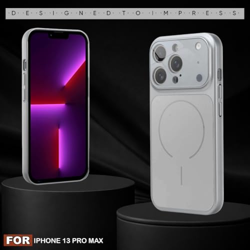 Image of SHINESTAR Premium Luxury Case Compatible with iPhone 13 Pro Max | Protective Back Cover with Camera Lens Safety | Wireless Charging Support | Slim Fit Durable Design | Enhanced Grip Protection Silver