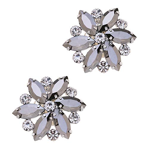Ruihfas Fashion Bridal Wedding Party Shoe Clips Rhinestone Shoe Buckle Multi Color, 2Pcs (Ancient Silver)