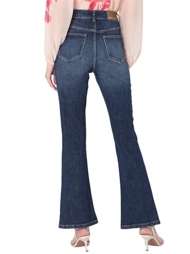 Image of VERO Moda Women High Rise High Waist Bootcut Flared Jeans | Wide Leg Bell Bottom Denim | Stretchy & Stylish Retro Look