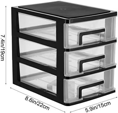 HEALLILY Three- layer Drawer Type Closet Storage Cabinet Organizer Clear Storage Shelf for home and Office (Black and Transparent)